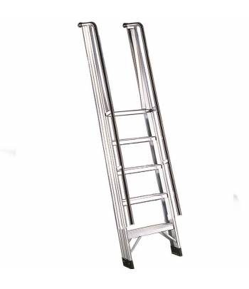 Escalera de apoyo de acceso con desembarco y peldaños de 10 cm e inclinación de 68 ° Escalera de apoyo de acceso con desembarco y peldaños de 10 cm e inclinación de 68 °