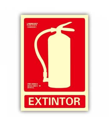 Señal con dibujo indicativo de extintor para apuntar su ubicación