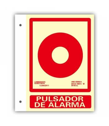 Banderola en PVC con dibujo y rótulo indicativo de pulsador de alarma