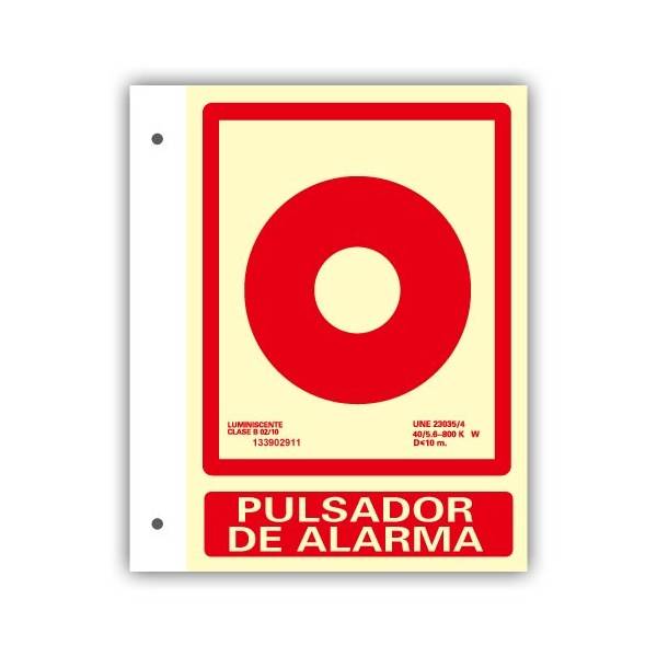 Banderola en PVC con dibujo y rótulo indicativo de pulsador de alarma