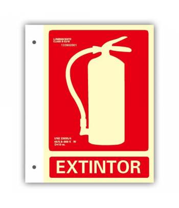 Banderola indicativa de la ubicación de un extintor.