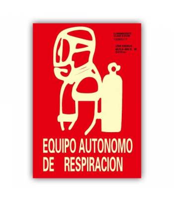 Señal fotolumininscente indicativa con el rótulo "Equipo Autónomo de Respiración".