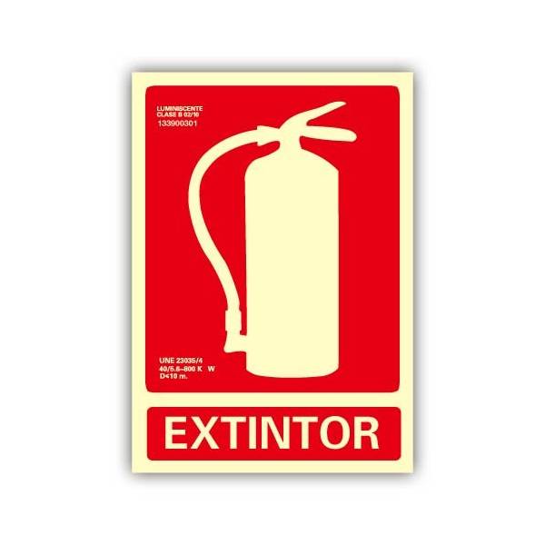 Señal de "Extintor" que, dado su diseño y material