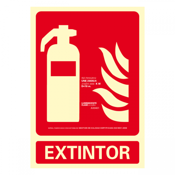 Señal para señalizar la zona de un extintor contra incendios