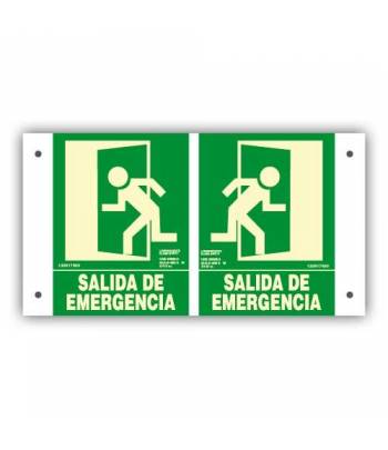 Señal de PVC en formato panorámico para señalizar salida de emergencia.