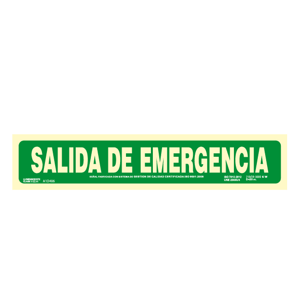 Señal Salida de emergencia Clase A