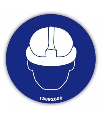 Señal indicativa de uso obligatorio de casco de seguridad por riesgo de accidente por desprendimiento