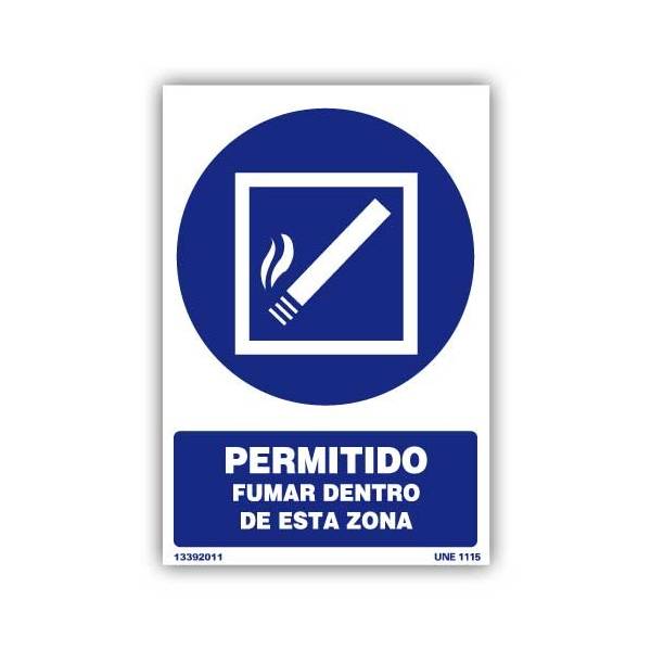 Señal disponible en varios materiales y medidas. Indica que se puede fumar en una zona o habitáculo determinado.