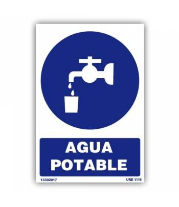 Señal compuesta por pictograma y rótulo indicativos de agua potable.