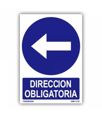 Señal indicativa de dirección obligatoria a la izquierda