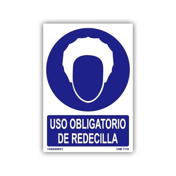 Señal indicativa de uso obligatorio de redecilla, recomendable en ambientes de restauración y cocinas