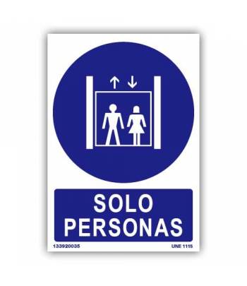 Señal indicativa para el uso del elevador únicamente por personas, no de mercancías o vehículos
