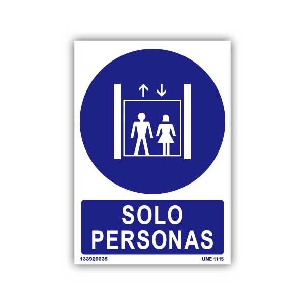 Señal indicativa para el uso del elevador únicamente por personas, no de mercancías o vehículos
