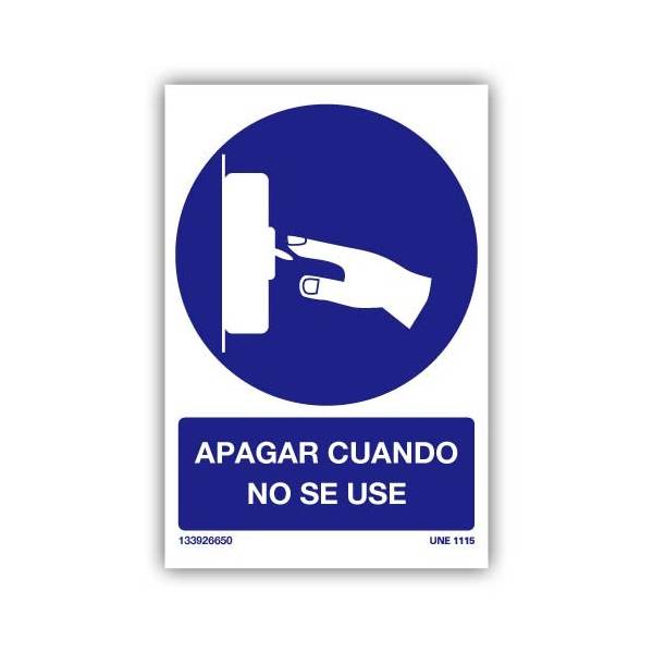 Señal para advertir de ser obligatorio apagar el dispositivo o la instalación cuando no se use, por seguridad y ahorro.