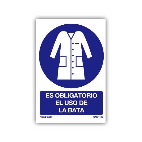 Señal indicativa del uso obligatorio de bata en las instalaciones