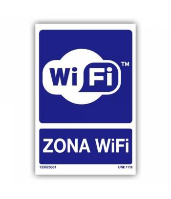 Señal que informa de la zona donde está activo el WiFi. Disponible en varios materiales y formatos.