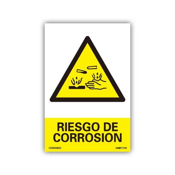 Su pictograma y texto avisan del peligro de accidente por corrosión.