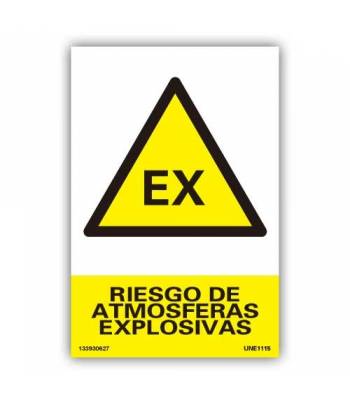Su pictograma y texto avisan del peligro de una zona donde puede haber riesgo de explosiones.