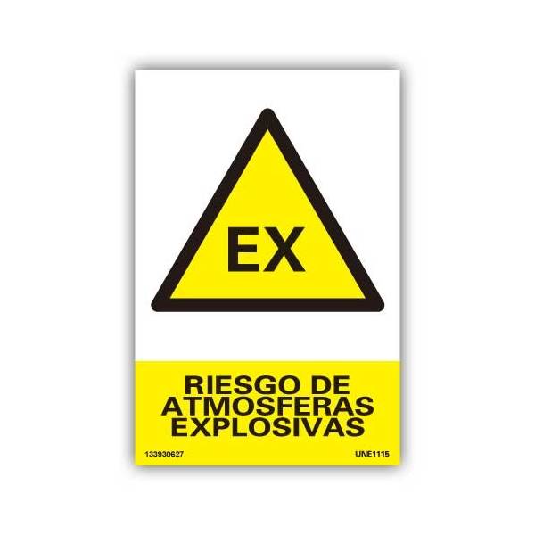 Su pictograma y texto avisan del peligro de una zona donde puede haber riesgo de explosiones.