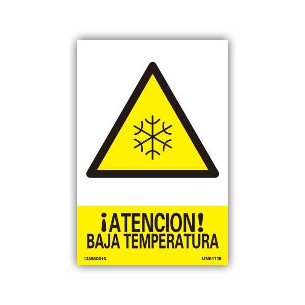 Su pictograma y texto avisan del peligro por zonas heladas o temperaturas heladas.