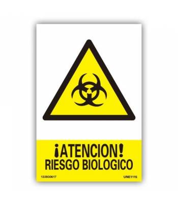 Su pictograma y texto avisan de riesgo biológico en una zona, área o recinto.