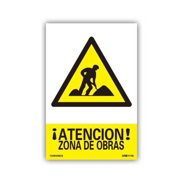 Su pictograma y texto avisan del peligro de una zona en obras Su pictograma y texto avisan del peligro de una zona en obras