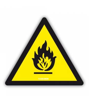 Señal adhesiva de advertencia por peligro de incendio
