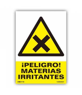 Señal de advertencia por peligro dada la existencia de materias o elementos irritantes en las instalaciones