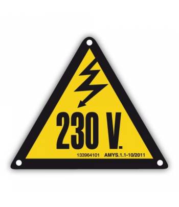 Vinilo adhesivo de advertencia de riesgo eléctrico por alto voltaje (230V)