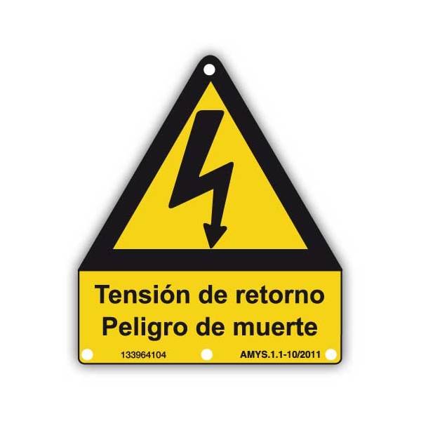 Vinilo adhesivo de advertencia por tensión de retorno, indicado para cierto tipo de instalaciones eléctricas