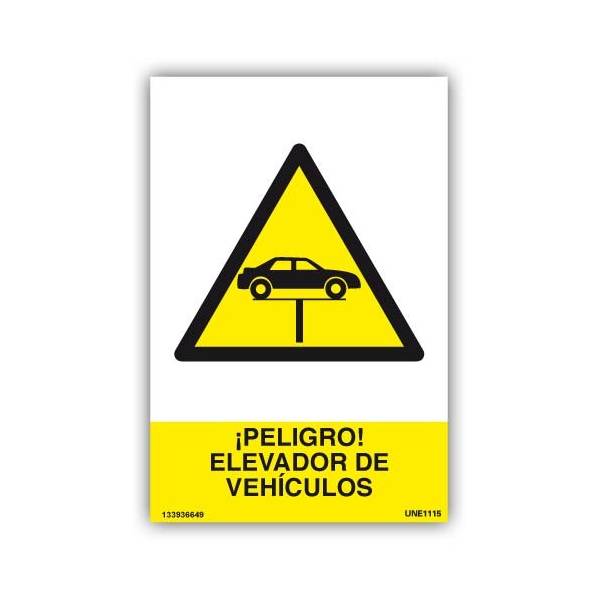 Señal de advertencia para ubicar la situación de un elevador de vehículos