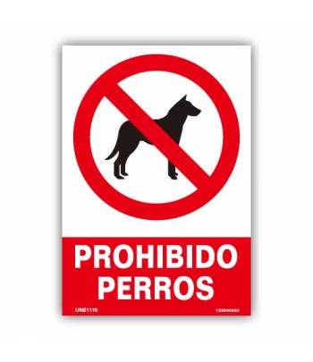 diseñada para prohibir el acceso a perros a un recinto, zona o habitación.