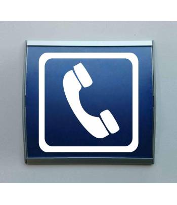 Señal informativa para informar de la ubicación de un teléfono para realizar llamadas de emergencia o permitidas por la empresa.