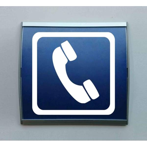 Señal informativa para informar de la ubicación de un teléfono para realizar llamadas de emergencia o permitidas por la empresa.