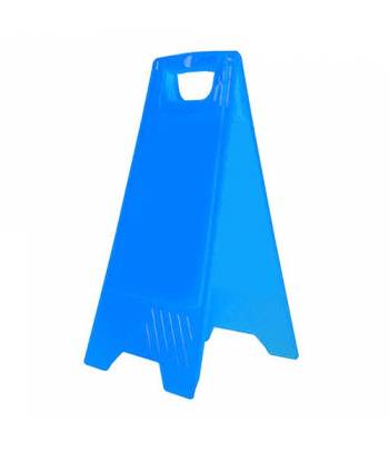 Caballete de PVC plegable de señalización de obligación en color azul para poner las señales que se necesiten.