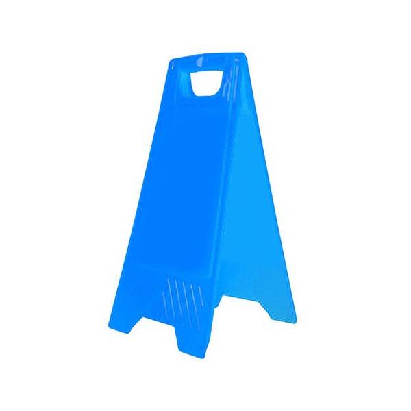 Caballete de PVC plegable de señalización de obligación en color azul para poner las señales que se necesiten.