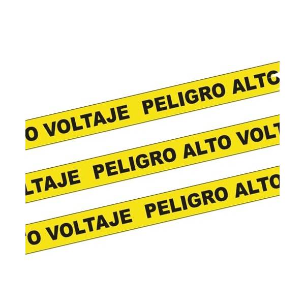 Cinta de señalización para delimitar espacios en donde hay riesgo de peligro por alto voltaje Cinta de señalización para delimitar espacios en donde hay riesgo de peligro por alto voltaje