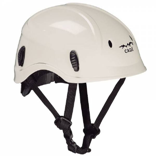 Casco de seguridad para trabajos en altura ergonómico, con barboquejo de 4 puntos y ajuste mediante ruleta.