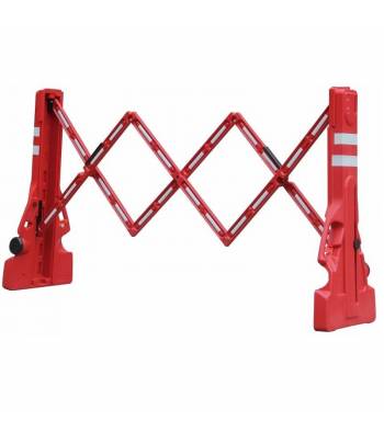 Barrera tipo valla extensible fabricada en plástico muy ligero y resistente Barrera tipo valla extensible fabricada en plástico muy ligero y resistente