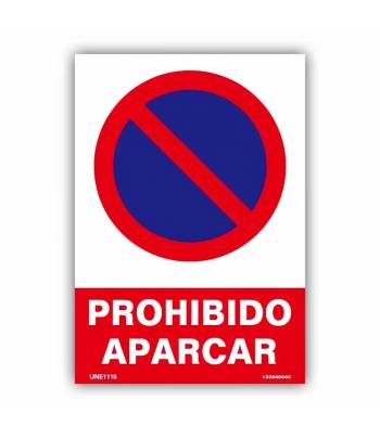 Señal con pictograma que indica la prohibición de aparcar en una zona o estacionamiento.