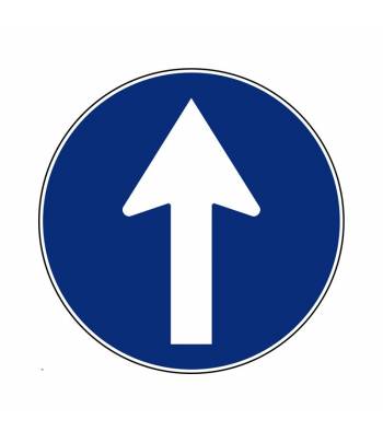Señal circular vial para señalizar paso de sentido obligatorio hacia la arriba o recto en una vía. Señal circular vial para señalizar paso de sentido obligatorio hacia la arriba o recto en una vía.