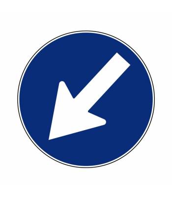 Señal circular vial para señalizar paso de sentido obligatorio hacia la izquierda en una vía. Señal circular vial para señalizar paso de sentido obligatorio hacia la izquierda en una vía.