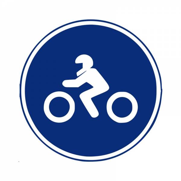 Señal circular vial para señalizar que a partir de la misma solo está permitido el paso a motocicletas sin sidecar