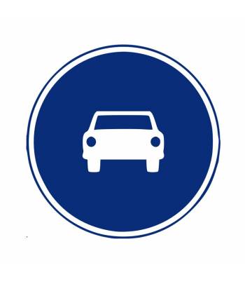 Señal circular vial para señalizar que a partir de la misma solo está permitido el paso a automóviles Señal circular vial para señalizar que a partir de la misma solo está permitido el paso a automóviles