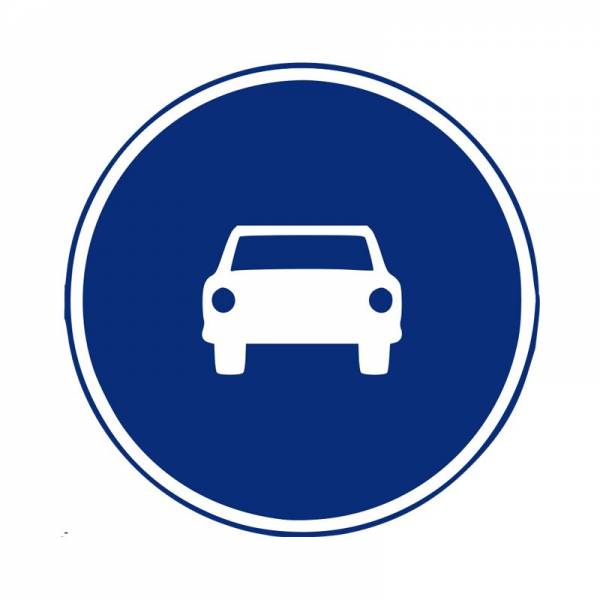 Señal circular vial para señalizar que a partir de la misma solo está permitido el paso a automóviles
