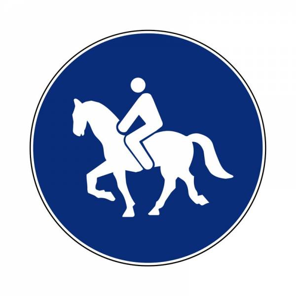 Señal circular vial para señalizar que a partir de la misma solo está permitido a animales de montura tipo caballos Señal circular vial para señalizar que a partir de la misma solo está permitido a animales de montura tipo caballos