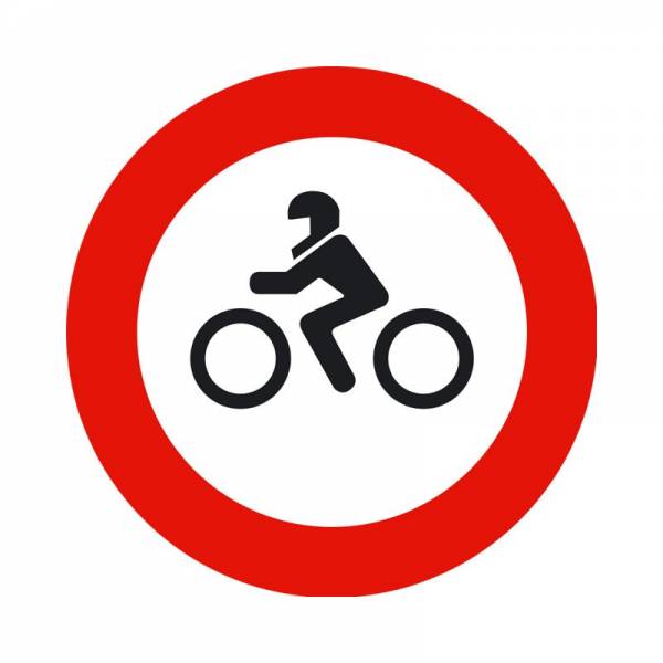 Indica la prohibición de acceso a un lugar, vía o camino estrictamente a motocicletas Indica la prohibición de acceso a un lugar, vía o camino estrictamente a motocicletas