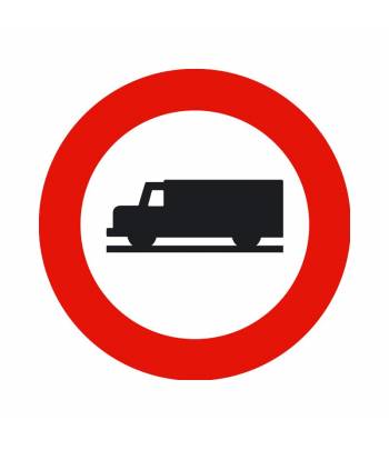 Indica la prohibición de acceso a vehículos destinados al transporte de mercancías