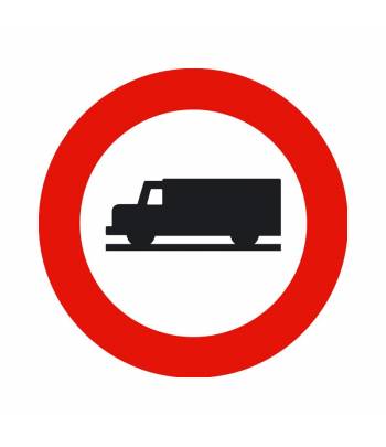Indica la prohibición de acceso a vehículos destinados al transporte de mercancías Indica la prohibición de acceso a vehículos destinados al transporte de mercancías