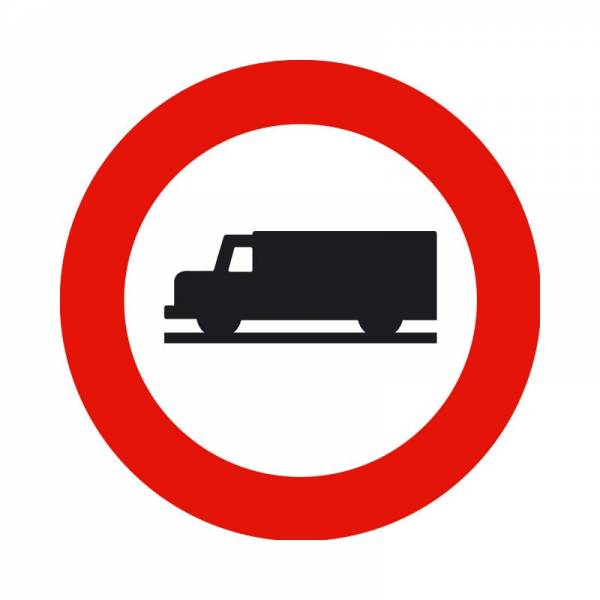 Indica la prohibición de acceso a vehículos destinados al transporte de mercancías